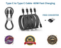 2M Type C to Type C Cable - 60W Fast Charging Braided USB-C Lead + Free Adapter